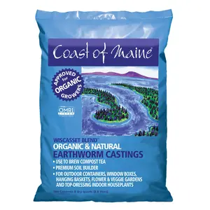 Coast of Maine OMRI Listed Wiscasset Blend Earthworm Castings Compost Potting Soil Blend for Container Gardens and Flower Pots, 8 Quart