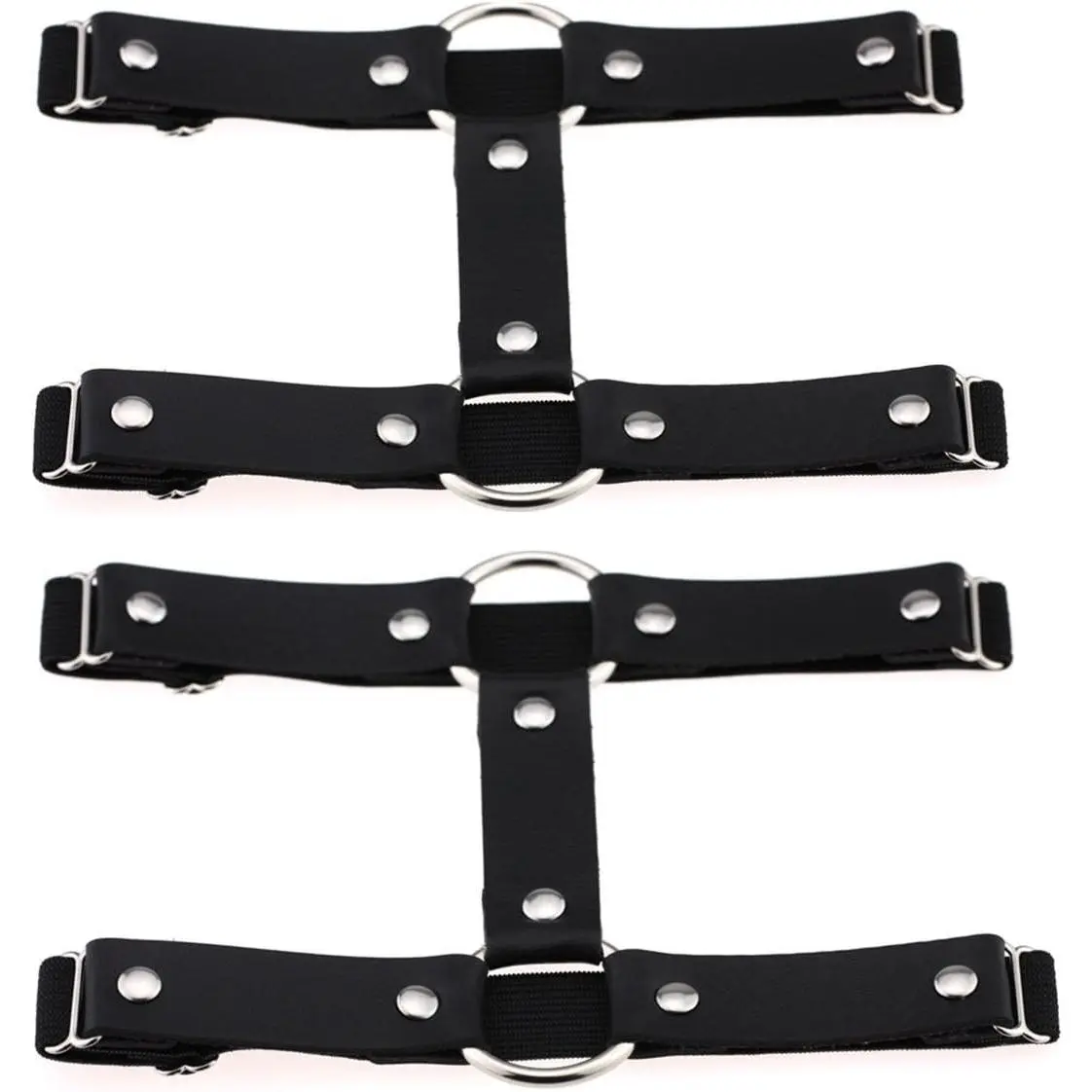 Women's Adjustable Elastic 2-Row Leather Leg Harness Garter Belt, Punk Gothic Fashion Festival Accessory for Fit Ladies
