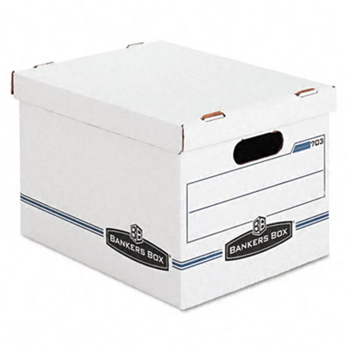 Bankers Box 0070308 Stor/File Storage Box- Letter/Legal- Lift-off Lid- White/Blue- 4/Carton