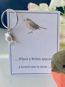 1pc/5pcs Adorable Robin Keychain Charm, Robin Keychain, Comes With A Card that Reads "When a Robin appears, a Loved One is Near" Suitable for Decorating Bags, Zippers, Shoes, Etc., Christmas and Valentine's Day Gifts