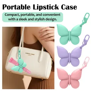 Portable Silicone Lip Gloss Stand, Clip-On Lip Balm Holder, Keychain Design, Convenient Makeup Storage Organizer, Travel-Friendly Accessory, Cosmetics Accessories