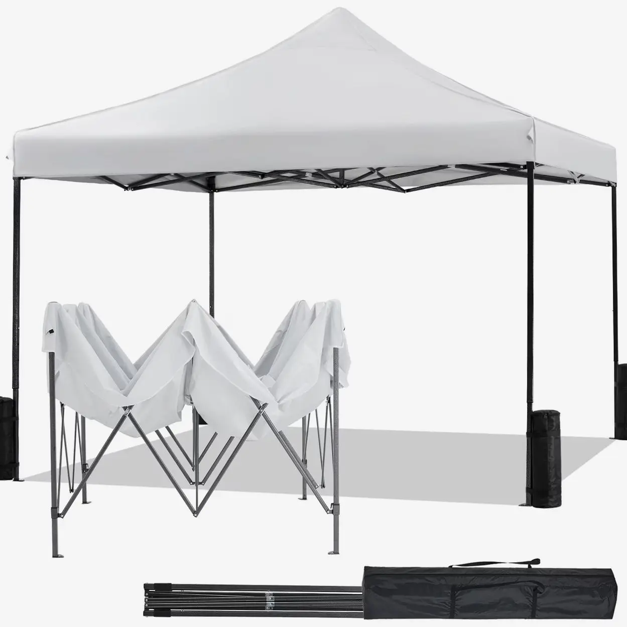10x10 FT Pop Up Canopy Tent with Slant Legs and Carrying Bag, Easy Setup Outdoor Shelter for Patio, Garden, Beach, White