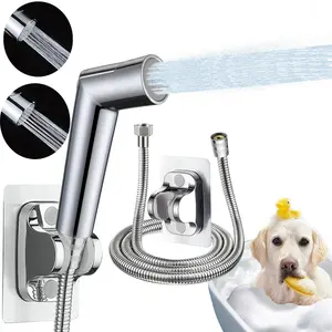 Household Bathroom Shower Head Ensemble for Cleaning Pets and Toilets, Flow Adjustable Head, Adjustable Spray, 59-Inch Hose with Wall Mount Bracket, Adjustable Handheld Shower