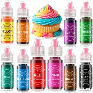 10 Liquid Food Coloring 0.25 Fl oz Set Food Grade Baking Supplies for Cake Cookies Cream Bake Icing Fondant Easter Egg Halloween Christmas Dessert DIY