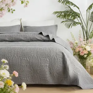 Queen Size 3pcs Lightweight Quilted Bedspread Set, Soft Breathable Bedspread Pillowcase Set, Classic Coin Pattern Bedspread Set, Summer Quilt, 9 Colors Available, Bedroom, Back to School/Summer Essentials/Bedroom Decor, Bedding