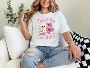 Cafecito Don't Be Self Concha XOXO Concha Shirt - Soft Polyester Top with Ribbed Sleeves, Available in Various Colors