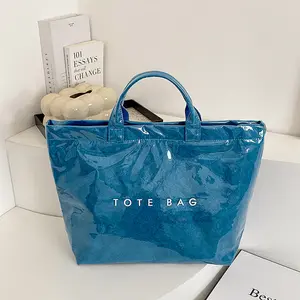 Extra-Large Chic Waterproof PVC Tote Bag with Double Handle for Business, Work, Weekends & Casual Daily Errands