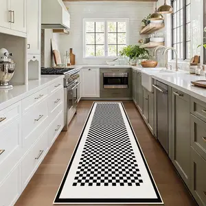Checkerboard Pattern Kitchen Runner Rug, 1 Count Non-slip Kitchen Mat, Rectangle Home Decor Floor Mat for Kitchen Living Room Bedroom