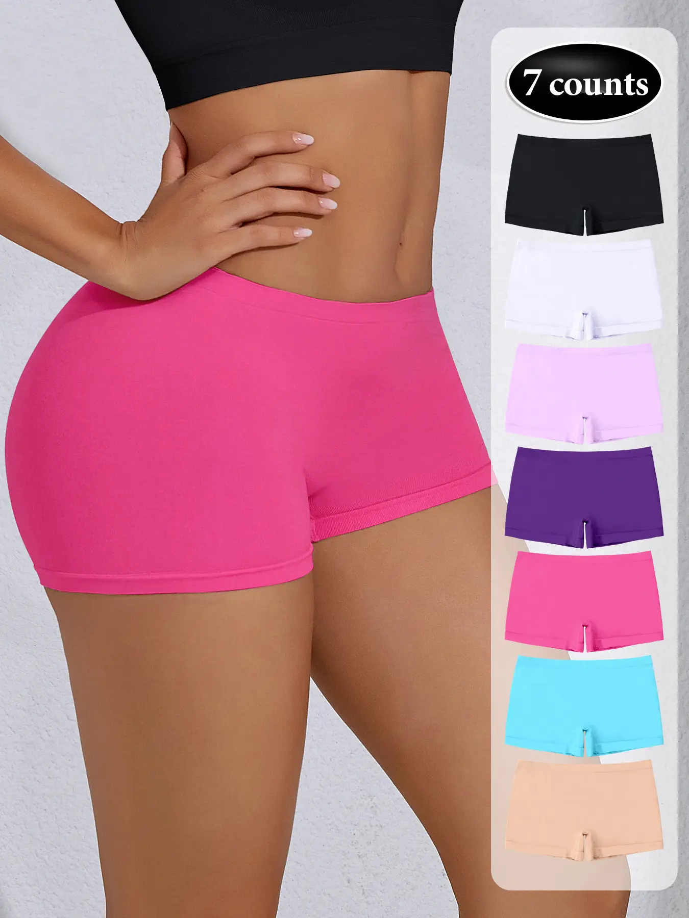 Women's Seamless Knitting Knicker Underwear Set, 7-Pack Modest Fit Panties, All-Season Comfortable Minimalist Style Lingerie, Slim-Fit Design for Daily Wear, Soft Minimalist Panty, Seamless Undergarment