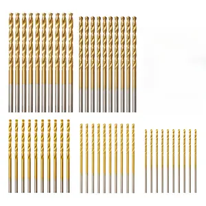 BODERI Titanium Drill Bit Set (50 Pieces), Premium 4341 HSS Micro Drill Bits, Suitable for Wood, Metal, Steel, Plastic, Aluminum Alloy, 3/64"-1/8"