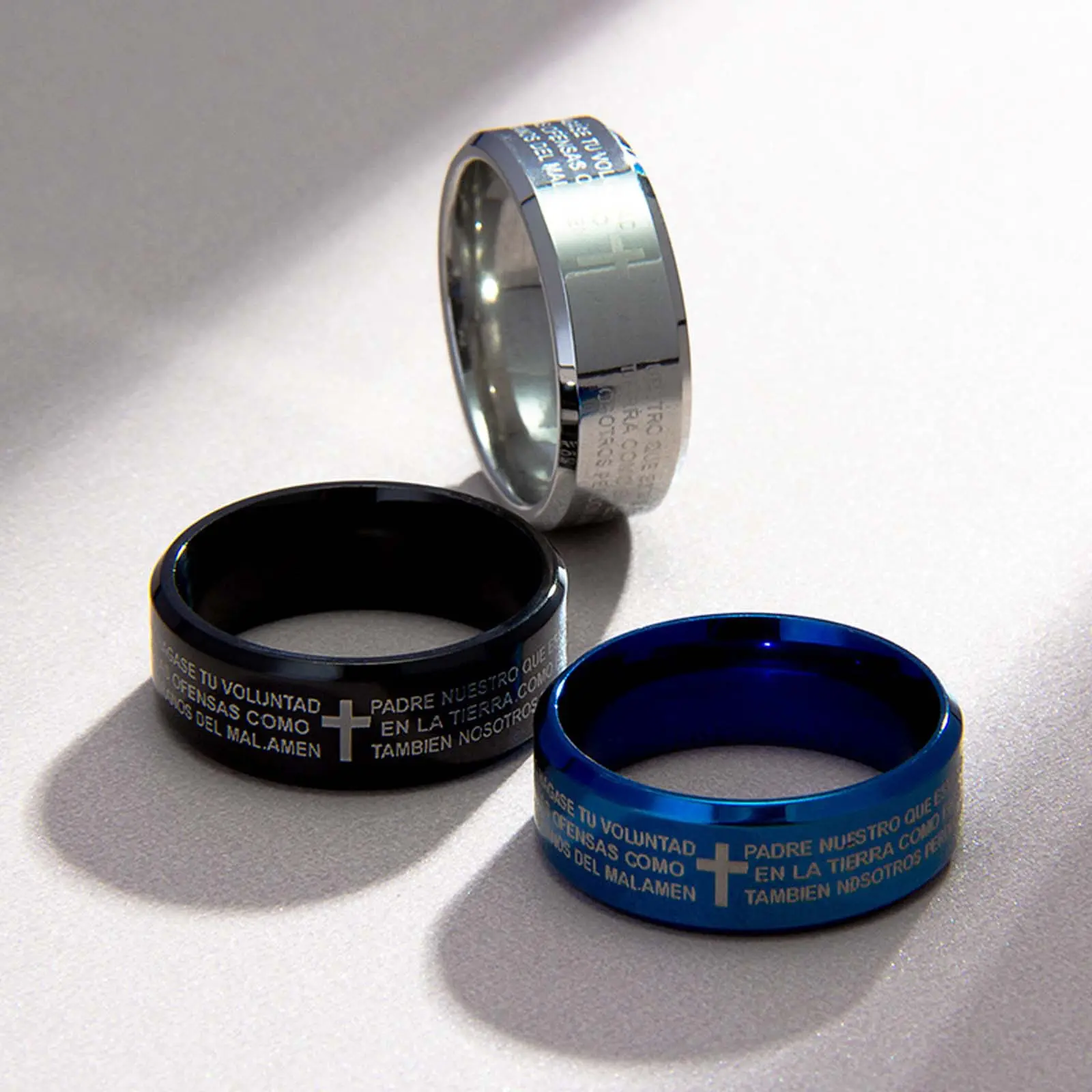 Retro simple fashion glossy Spanish letter ring personality trend niche punk unisex jewelry