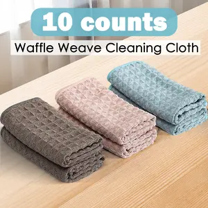 10 Counts Waffle Wash Cloths, Upgraded Cotton Washcloths featuring vibrant patterns , Cleaning Cloth for Body and Face Random Color