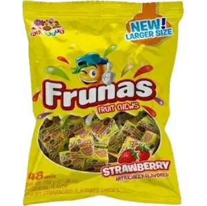 Frunas Strawberry Fruit Chews - Pack of 48 Snack Tangy Sweet Chewy