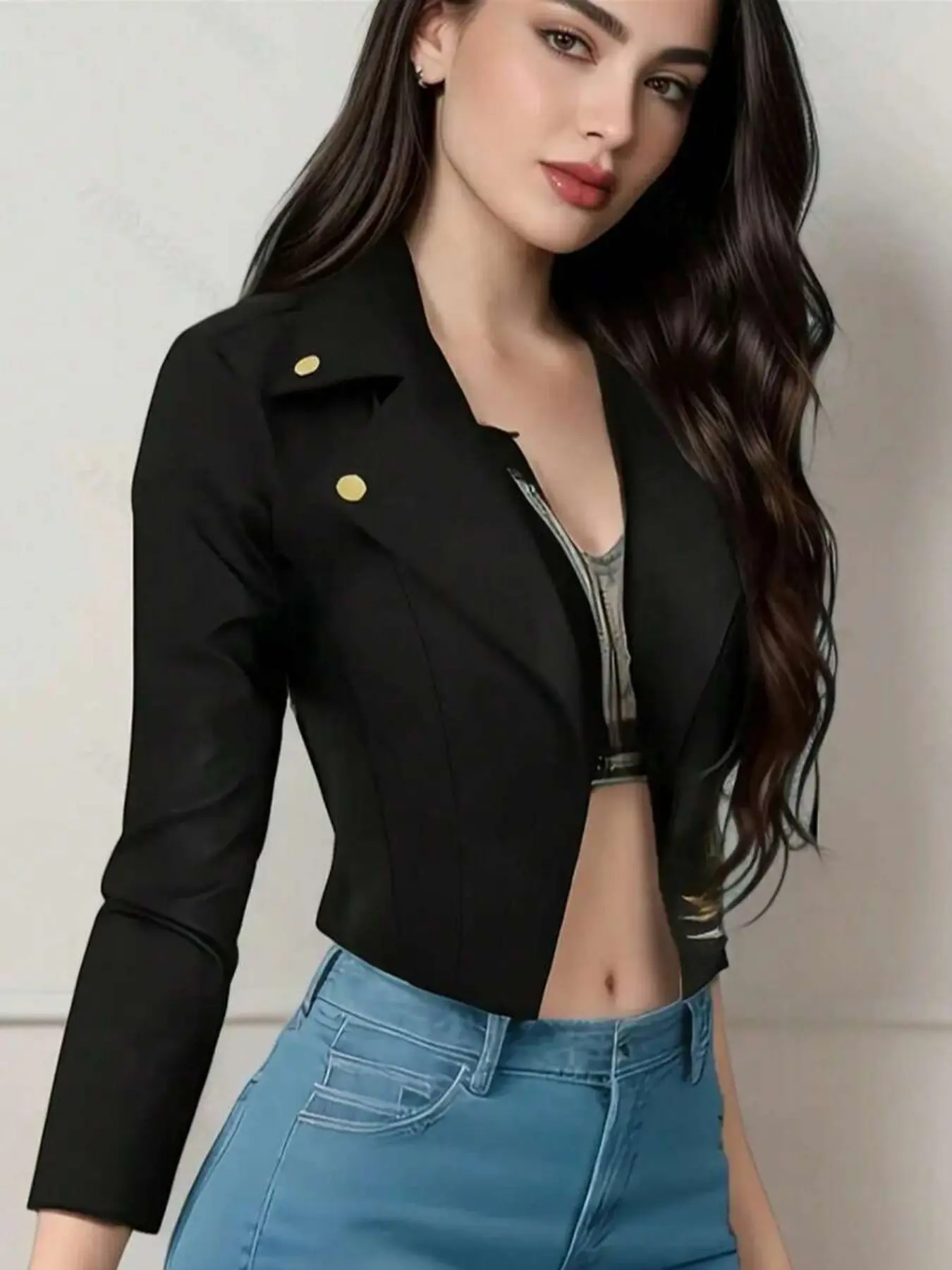 Women's Solid Color Knitted Long Sleeve Short Fitted Cardigan Jacket, Lady, Spring Chic Elegant Fashion, 1 Piece, Casual Outerwear, Perfect for Daily Wear, Knitwear, Womenswear