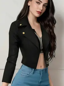 Women's Solid Color Knitted Long Sleeve Short Fitted Cardigan Jacket, Spring Fashion, 1 Piece, Casual Outerwear, Perfect for Daily Wear, Knitwear, Womenswear