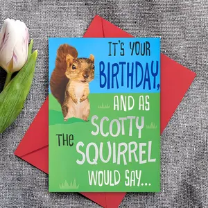 1pc (2 greeting cards+2 envelopes) humorous squirrel cartoon birthday cards - give to anyone, perfect for daily office use, Funny Birthday Cards with Envelopes, Casual Gifting, Whimsical Artwork, Lighthearted Style, Sturdy Envelopes, Smooth Finish, Card