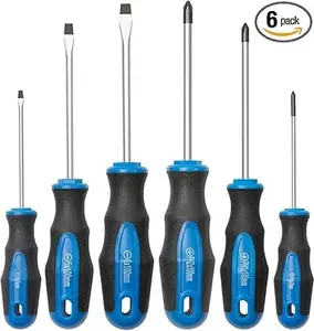 ROTATION 6PCS Magnetic Tip Screwdriver Set, 3 Phillips and 3 Flat, Professional Cushion Grip | 6-Piece Hand Tools Set