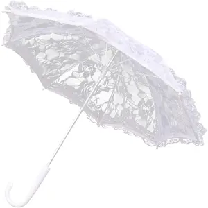 Mini Lace Embroidery Parasol for Kids – Vintage Bridal Umbrella for Wedding Flower Girls, Small Decorative Lace Parasol for Tea