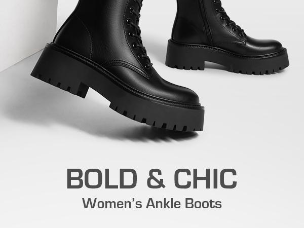 DREAM PAIRS Chunky Non-Slip Combat Ankle Boots