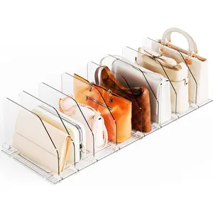 Yieach 2 Pack Purse Dividers for Closet - Adjustable Closet Purse Organizers and Storage Rack,Acrylic Clear Shelf Dividers for Closet Organization,Towel,Pocketbook,Wallet,Bag Shelf,Clutch Organizer