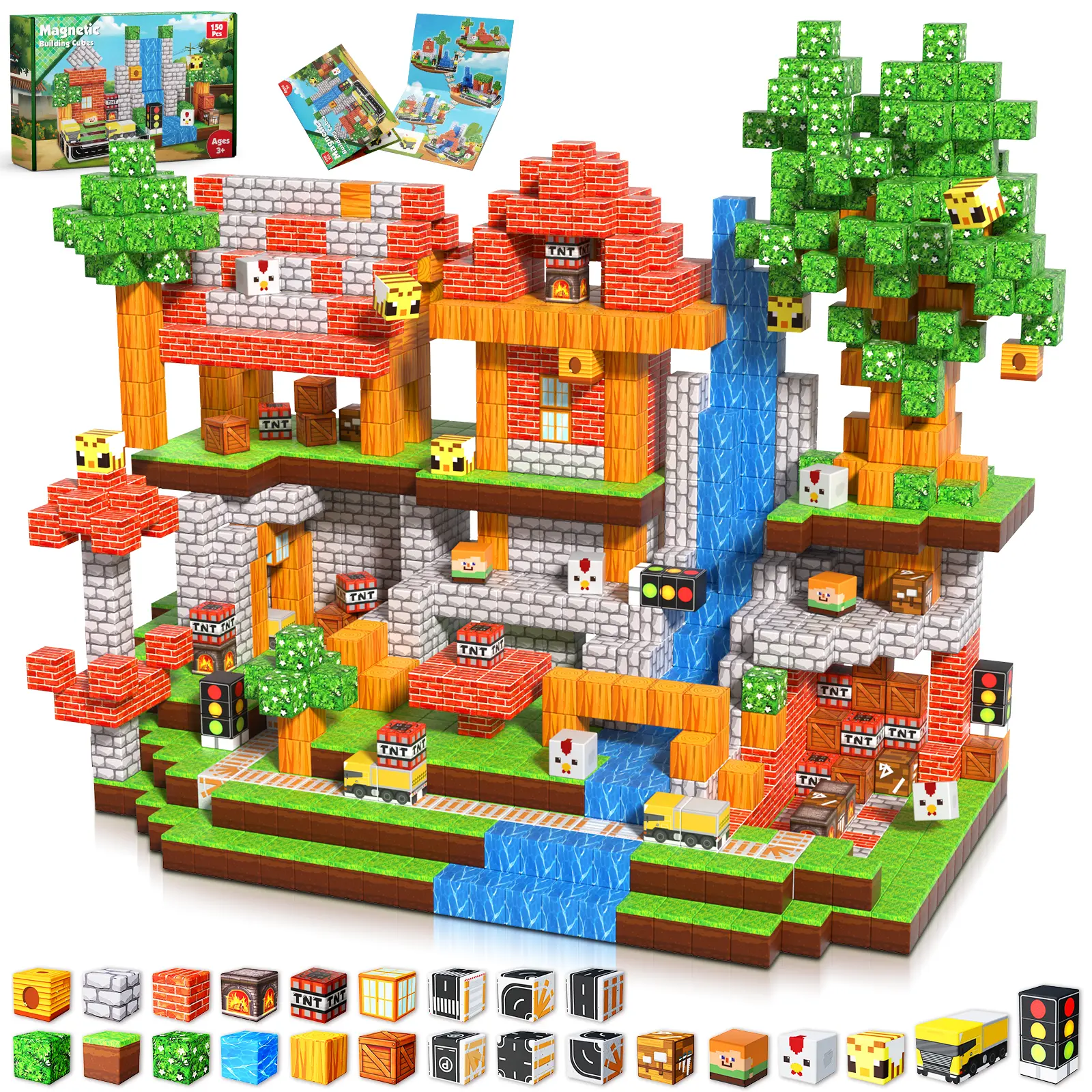 150 PCS Magnetic Blocks - Building Block for Kids Ages 4-8, Magnet Blocks Cubes for Boys Girls, STEM Educational Stacking Magnet Toy for 3 4 5 6 7 8 9 10 11 12 Birthday Gifts,summerwins summerwins