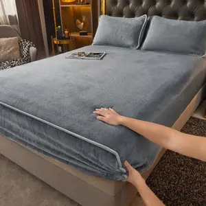 Solid Color Fitted Sheet, 1 Count Soft Comfortable Warm Fitted Sheet, Bedding Supplies for Home Bedroom Hotel Dormitory, Satin Bed Sheets, Silky Bedding Sheets