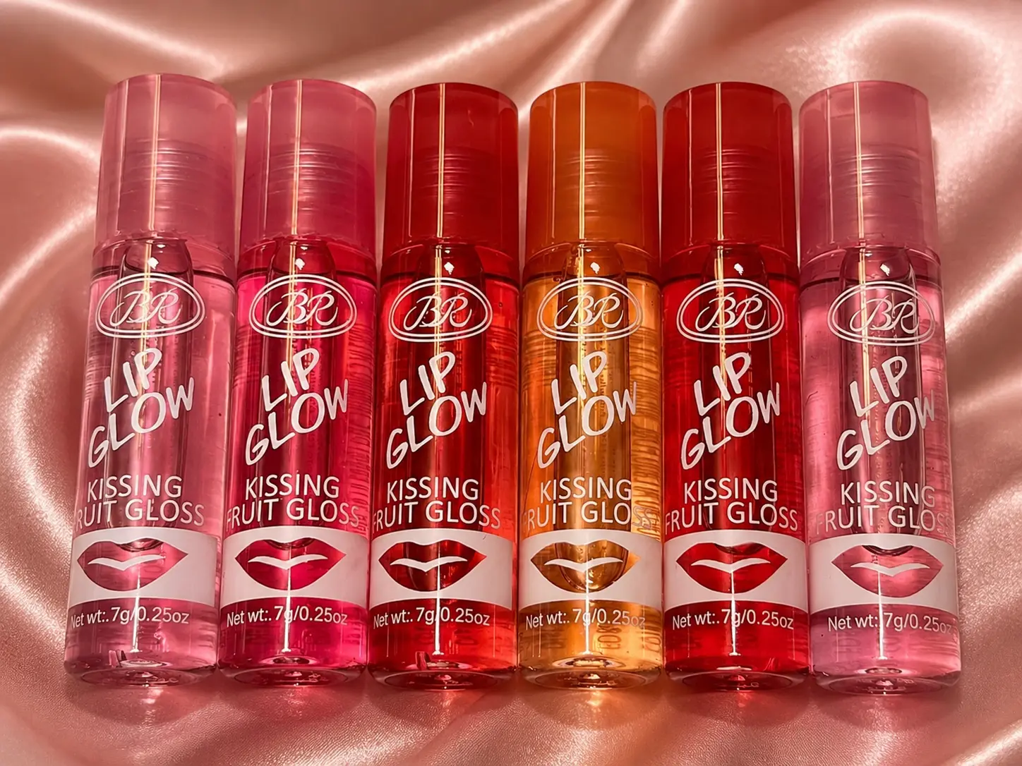 Lip Glow Kissing Fruit Gloss Six Count - Classic Roll-On Tip with Randomly Assorted Flavors & Slight Tint - Mainland China Origin