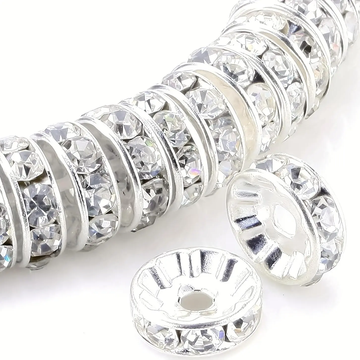 100pcs Rondelle Spacer Beads, 6/8/10Mm ABS Resin Loose Beads for Jewelry Making, DIY Bracelet Crafting Supplies, Decoration Items, Decorations Accessories, Decor Accessory