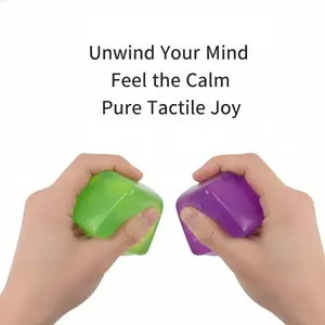 【KUTU】 Kawaii Cube Squishy Fidget Toy 3cm Soft Squeeze Sensory Toy for Anxiety Relief in Purple & Green Colors Ideal for Kids and Adults Home Office Use