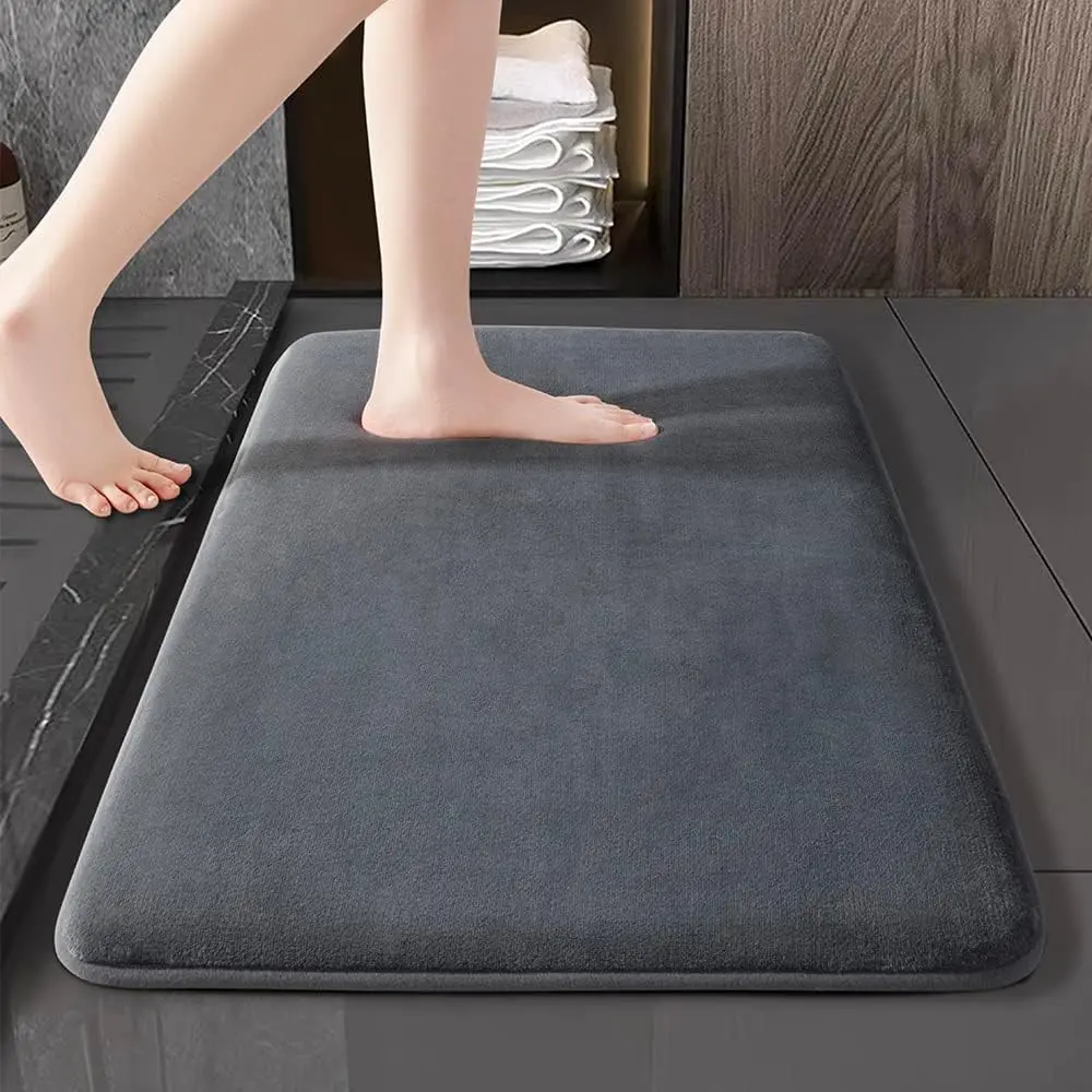 Shilucheng Rectangle Non-Slip Memory Foam Bathroom Rug - Soft Velvet, Ultra Absorbent, Anti-Slip Backing, Water-Resistant, Washable, Wrinkle Resistant, Flat Weave Bath Mat for Indoor Bathroom, Kitchen Floors, Bathroomrugs, Bath Rugs Non Slip Washable