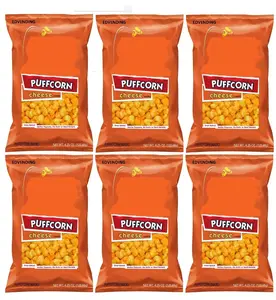 EDVENDING Cheese Flavored Puffcorn Snacks Oven Baked 4.25 Oz Pack of 6 Crunchy Texture Melts in Mouth Perfect for Savory Cravings
