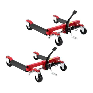 Car Wheel Dolly Jack, 3000LBS Capacity Wheel Dolly with Hydraulic Tire Jack & Twin Rollers, Heavy Duty Rollers with Foot Pedal for Tire Auto Repair Moving Red - Set of 2