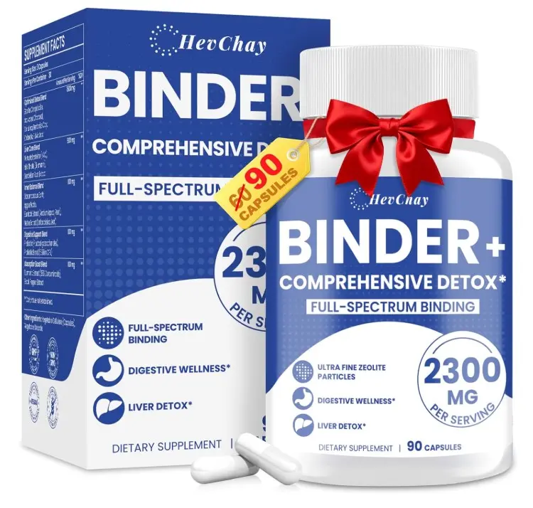 2300 MG Detox Binder Supplement – All-in-1 Detox Binder, Activated Charcoal, Zeolite, Bentonite Clay – Liver & Gut Detox Cleanse, Toxin Flush, Digestive, Max Absorption, 90 Vegan Capsules
