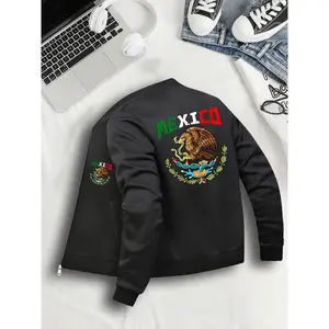 'mexico Love' Women's Casual Zipper Bomber Jacket, Lightweight Fashion Design, Suitable for Daily Wear and Outdoor Activities, S-Xxl