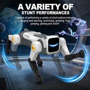 Magic Flip Ai Trick Robot Dog, Smart Robot, Multifunction, Voice Control, Backflip, Sideflip, Frog Jump, Dance, Program, Lights, Greeting, One-Button Demo, Includes Screwdriver, Unisex Ai Toy