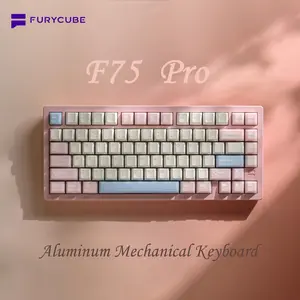 FURYCUBE F75 Pro 75% Custom Mechanical Keyboard - Creamy Typing Feel Creamy Keyboards, Full Aluminum Construction, Gasket Mount, Wireless Tri-Mode, RGB Lighting, Hot-Swappable Switches, PBT Keycaps, Full Pom Stabilizers for Gaming & Work