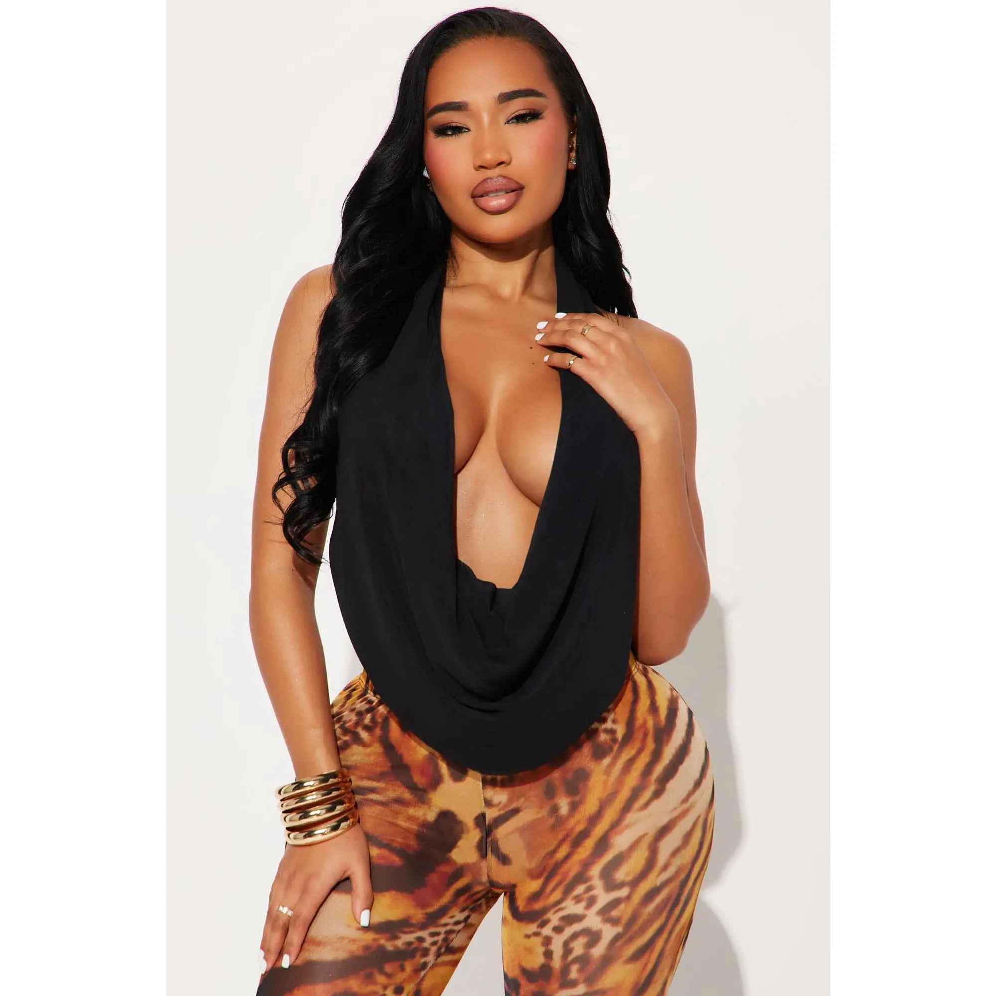 Stunner Edition Mesh Halter Top - Black