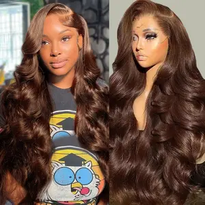 Bling Hair Chocolate Brown Lace Front Wig Human Hair 180 Density 13x6 13x4 Hd Body Wave Lace Front Wigs Human Hair Pre Plucked Colored Frontal Wigs Human Hair Brown Wig Human Hair Wigs for Women