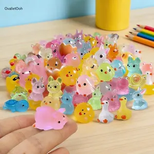 50PCS Glow in The Dark Mini Resin Animals Variety Pack, Random Assorted Tiny Animal Figurines for Fairy Garden, Aquarium & Micro Landscape Decor