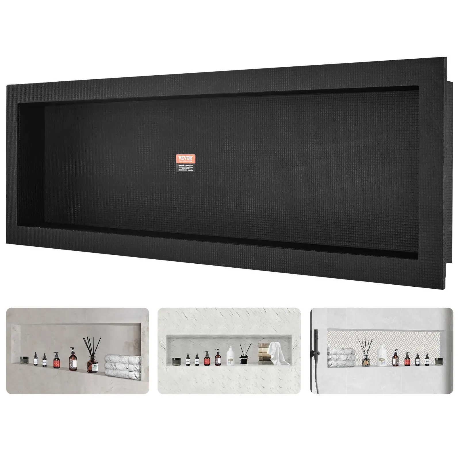 【Summerfinds】VEVOR Shower Niche Ready for Tile 16" x 50", Single Shelf Organizer, Square Corners Wall-inserted Niche Recessed, Sealed Protection Modern Soap Storage Niche for Shower Bathroom, Black