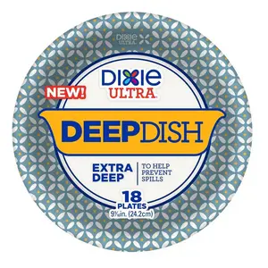 Dixie DXE15951 Disposable 9.56 in. Ultra Deep Dish Round Paper Plate, Blue-Yellow - Pack of 18