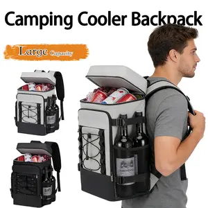Adjustable Insulated Cooler Backpack, 12H Cooling Leakproof Cooler Bag with 24-Can Capacity, Built-in Bottle Opener & Holders, Portable Waterproof Backpack for Camping, Picnic, Beach, BBQ, Hiking & Outdoor Trips for Men Women