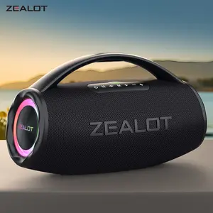 【ZEALOT 】80W portable wireless speaker, high fidelity sound effects, RGB ambient lighting, IPX6 waterproof, TWS pairing, bidirectional fast charging 16000mAh, supports 10 hours of continuous playback. Ideal choice for family, car, outdoor and party