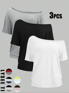 Women's Solid Color Tee, Casual Basic Short Sleeve T-shirt for Daily Wear, Ladies Clothes for All Seasons, Womenswear