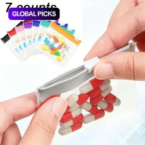 Clear Zipper Pill Storage Bag, 7 Counts/set Reusable Pill Organizer, Portable Pill Storage Pouches for Travel, Home Organizer for Pills & Small Items, Medicine Organizer #GLOBAL PICKS