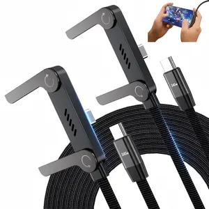 Invisible Stand Type-C Charger Cable, 240W Super Fast Charging 2-in-1 Charging Cord & Phone Holder for Gaming, Office, Car Travel – Black