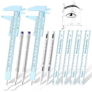 10 Pcs Eyebrow Ruler tools set 2 Eyebrow Measuring Ruler kit 4 Microblading White Skin Marker Pen 4 Paper Permanent Makeup Position Mapping Mark Tools for Artists Skin