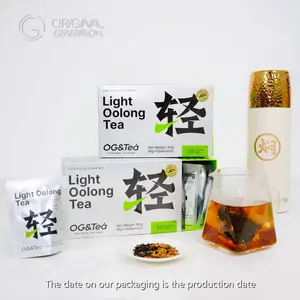 Bogo 2.0 Wloss Tea Light Oolong 2 Cartons (60g 6g×10packs）×2 With Free Pressure Thermos  All Natural Ingredients Black Oolong Barley Brown Rice Tartary Buckwheat