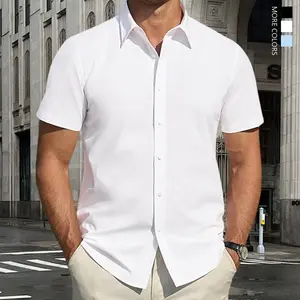 Men's button-down short-sleeved shirt, anti-wrinkle business casual shirt, suitable for commuting and summer wear. It is a selected men's short-sleeved clothing item from TOKTIK, a fashionable shirt and summer clothing.guys gifts