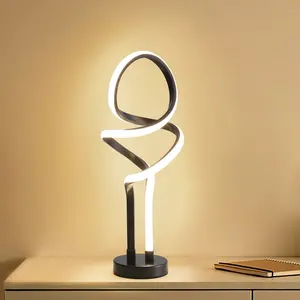 Small Unique Bedside Dimmable LED Table Lamp with Plug, Modern Desk Lamp for Girls Room, Living Room, Dresser